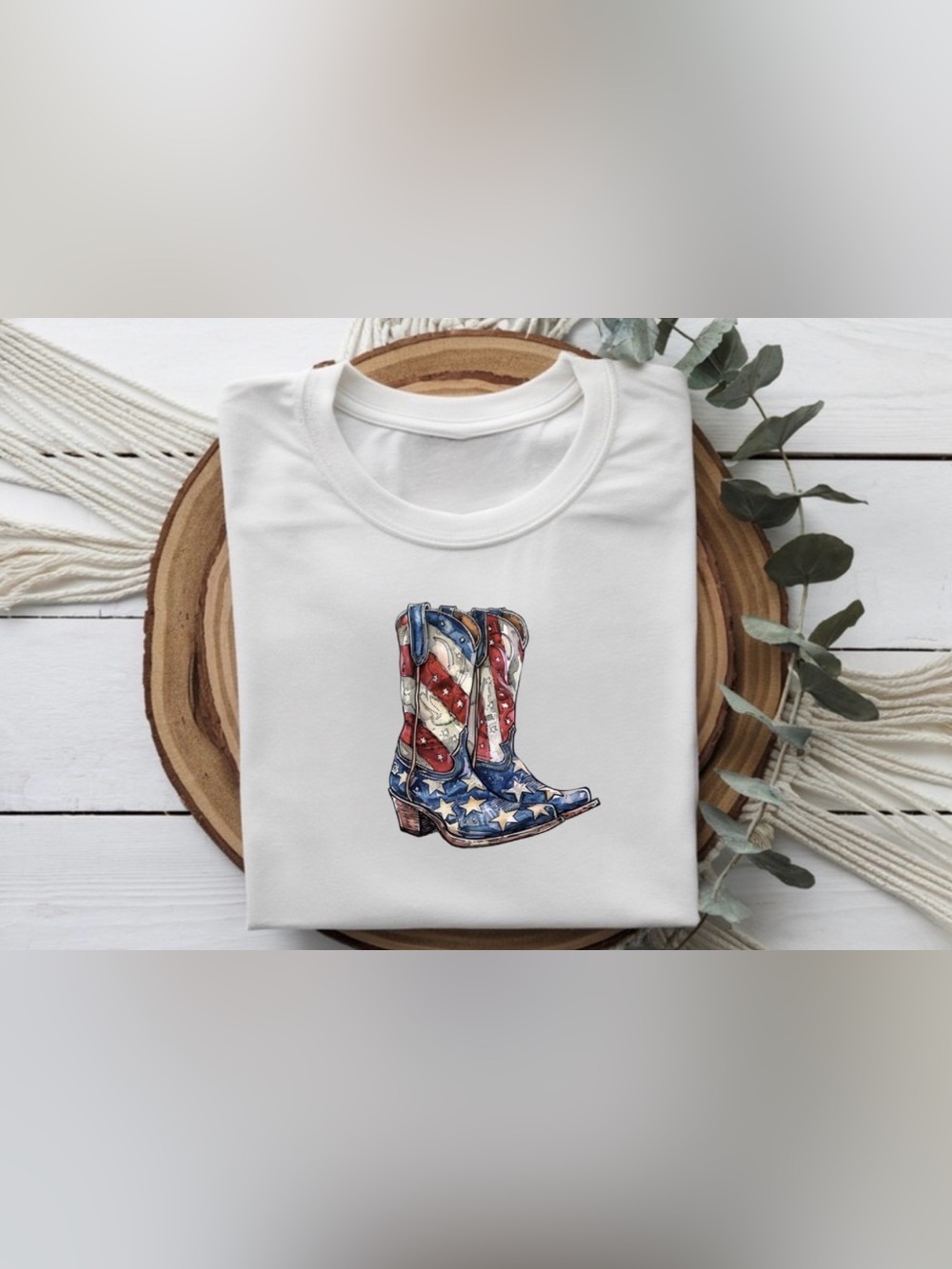 Patriotic Cowboy Boots Graphic Tee | 4th of July Shirt | Western USA